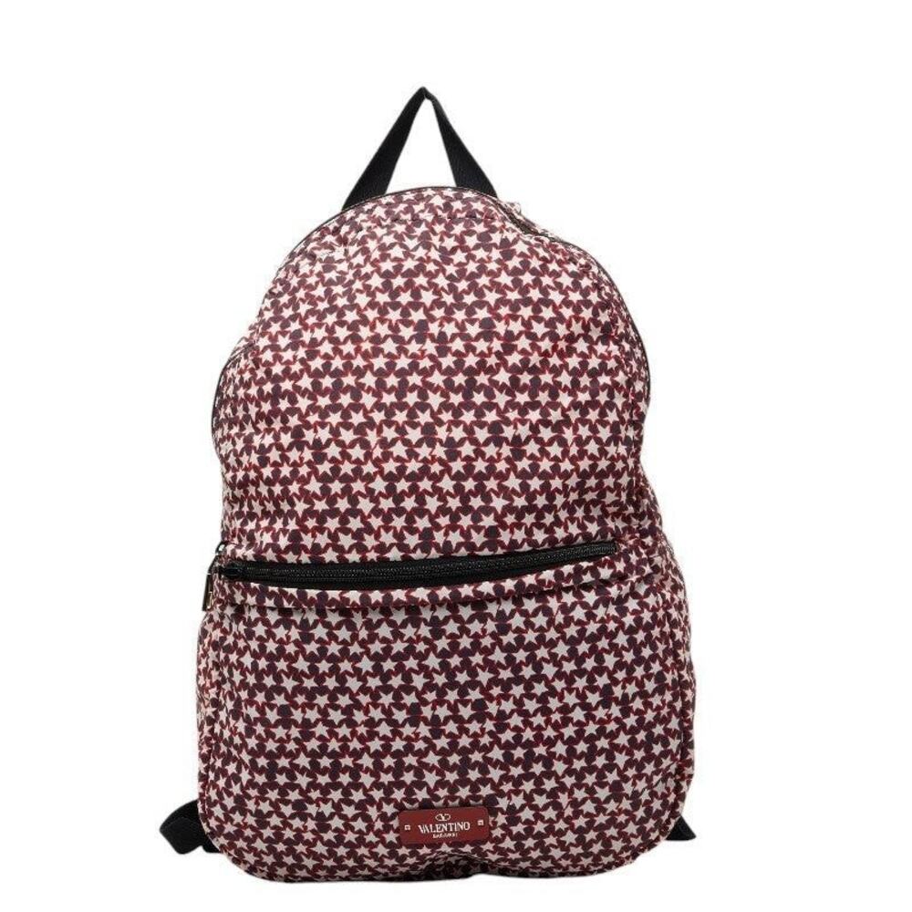 Valentino Nylon Leather Star Backpack Red Navy